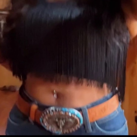 Western cowgirl buckle Leather Belt medium 31” - 35” size - Picture 3 of 5